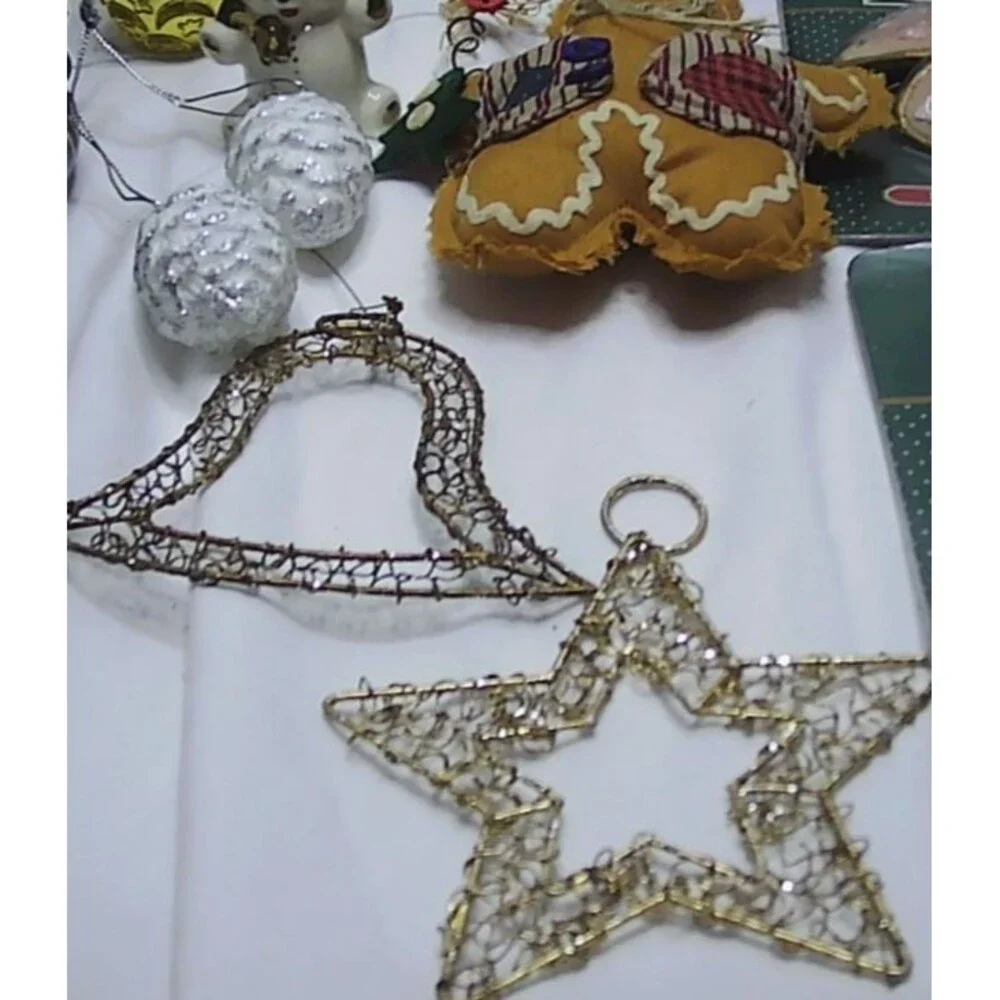 Lot of 13 Christmas Ornaments Bear Pineapple Angels Gingerbread
